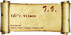 Tér Vilmos névjegykártya